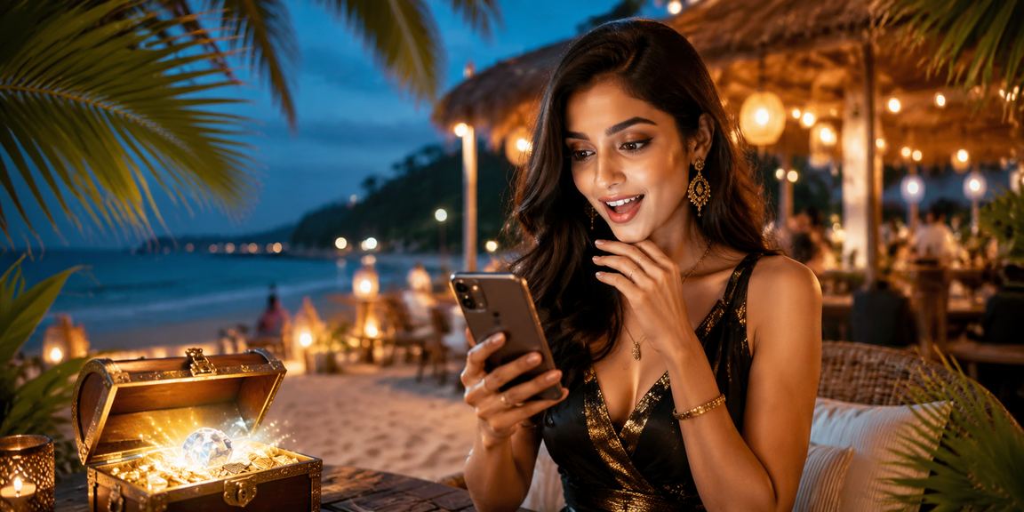 Mobile player enjoying Aviator game on beach in Goa