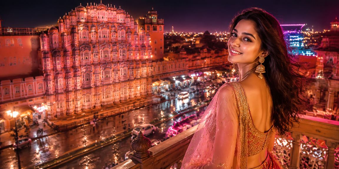 View of Jaipur entertainment district with IPL cricket bets